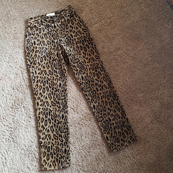 Cache Pants - Cache sz 8 Leopard Print Velour Jeans Retro